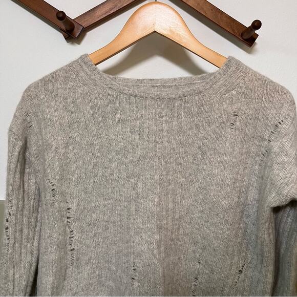 Nili Lotan Gray Cashmere Baxter Distressed Sweater Size XS - Picture 5 of 10